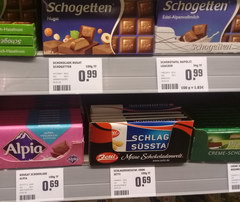 Цена на продукты в Берлине в Германии, Различный шоколад
